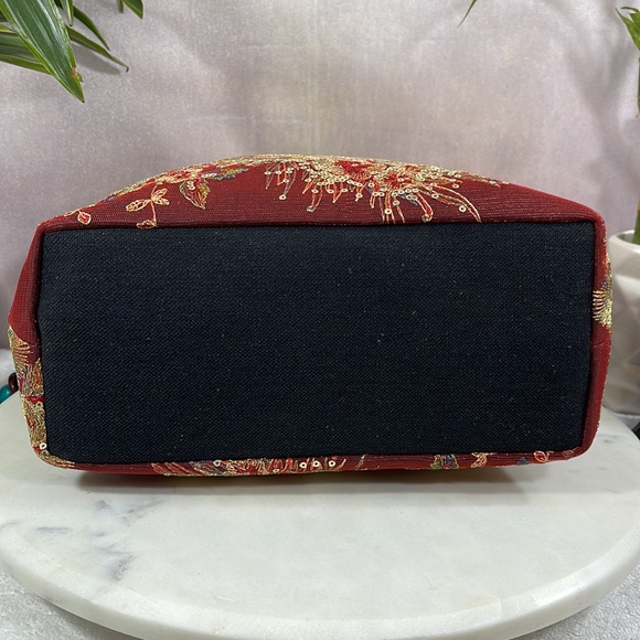 Hand Designed Red & Black Bag w/Peacock Embellishment - Picture 13 of 13